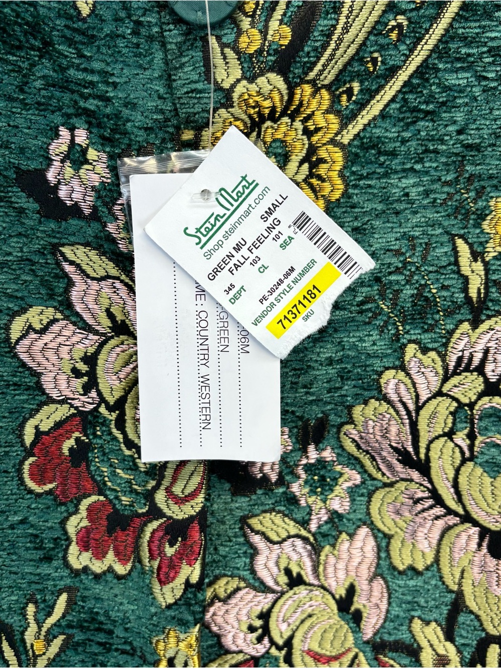 NWT Vintage Peck & Peck Tapestry Green Gold Coat Jacket Women S Brocade Floral - Picture 4 of 14